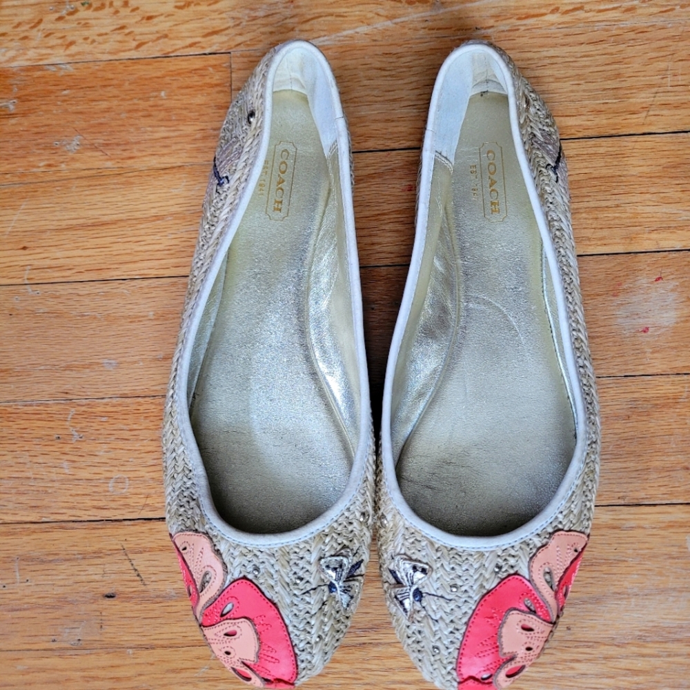 Coach butterfly woven flats